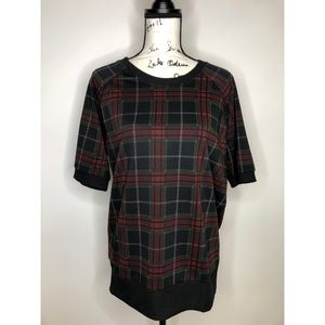 LuLaRoe Short Sleeve Holiday Plaid Shirt - medium